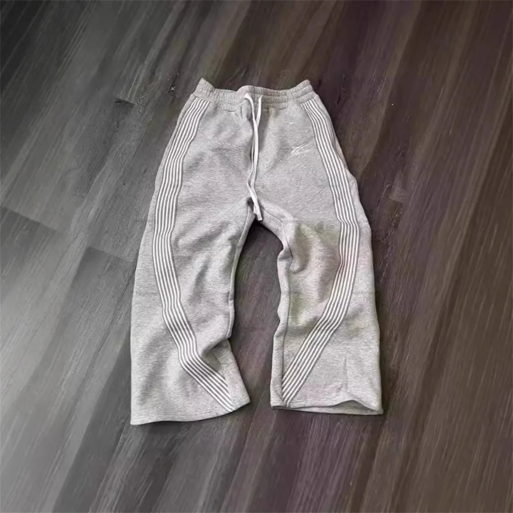 Casual Loose Straight Leg Pants Striped