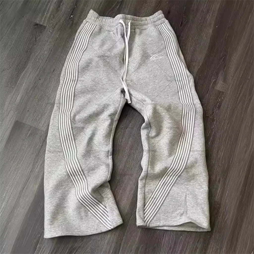 Casual Loose Straight Leg Pants Striped