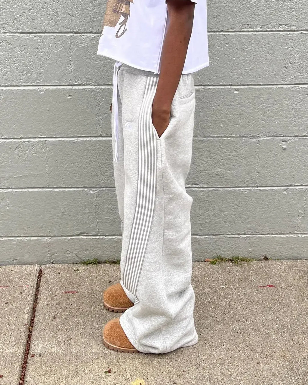 Casual Loose Straight Leg Pants Striped