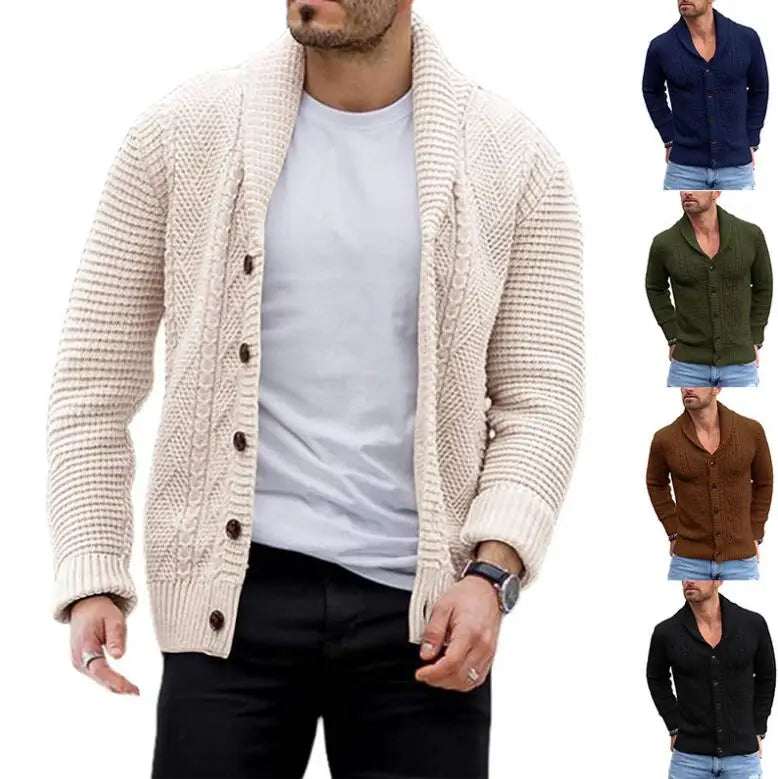 Mens Knitted Cardigan Sweaters Coat Men Casual Long Sleeve Buttons Sweaters Male V-Neck Elegant Mens Clothing
