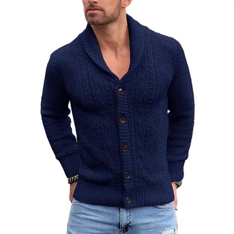 Mens Knitted Cardigan Sweaters Coat Men Casual Long Sleeve Buttons Sweaters Male V-Neck Elegant Mens Clothing