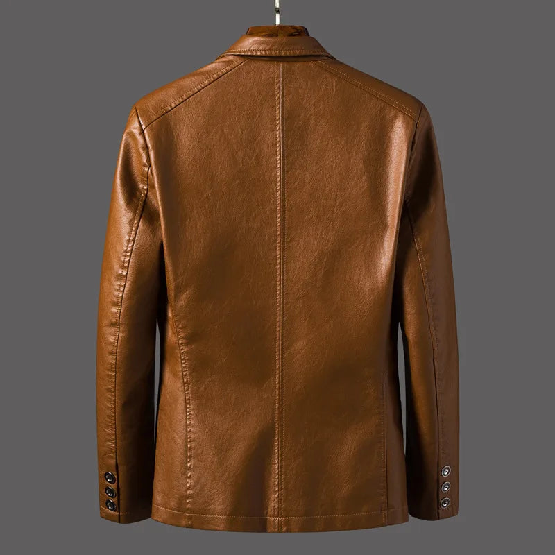 Custom Logo Wholesale Korean Fashion Autumn Mens Clothing Casual PU Leather Slim Motorcycle Coats Plus Size Jackets