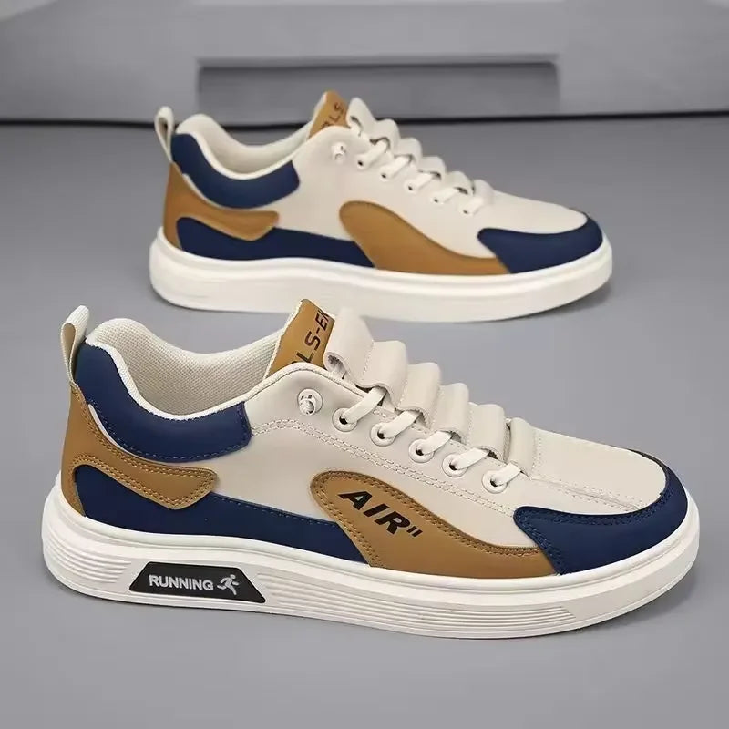 Spring and Autumn 2025 new luxury handsome men's shoes leather low-top fashion trend running sports men's casual trend shoes