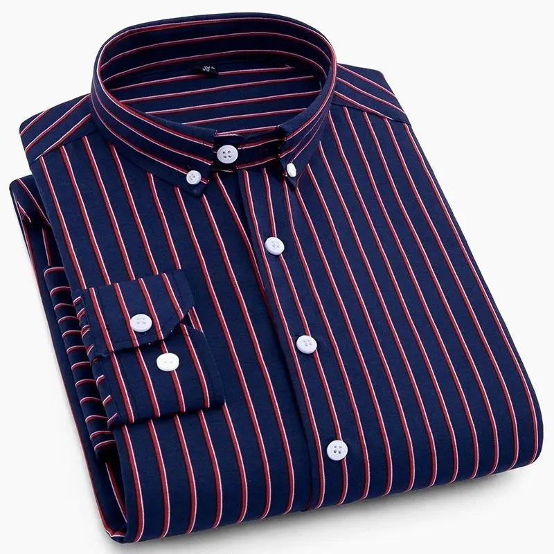 Shirts For Men Striped Blue Long Sleeve Man Shirt Business Cotton Cheap Things With Vintage Collar Sale Button Up Slim Fit