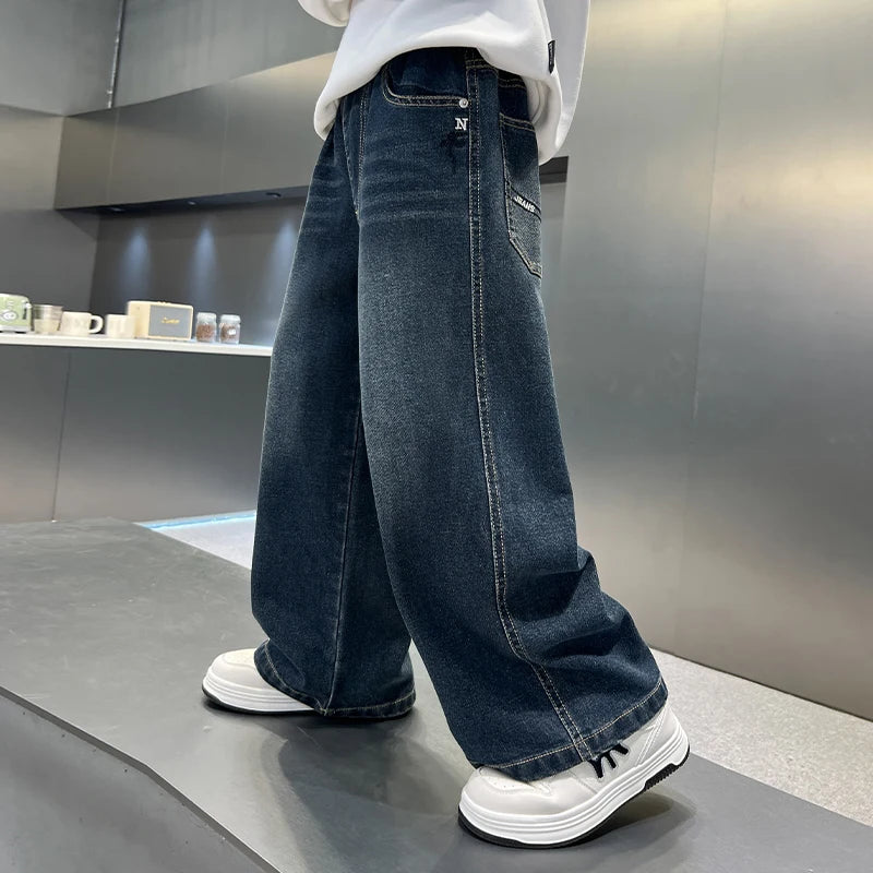 Boys' pants in spring and autumn, middle-aged and middle-aged, boys' jeans, handsome and versatile, boys' pants, casual