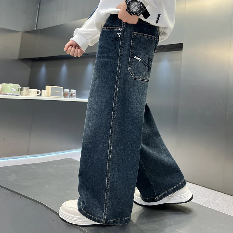 Boys' pants in spring and autumn, middle-aged and middle-aged, boys' jeans, handsome and versatile, boys' pants, casual