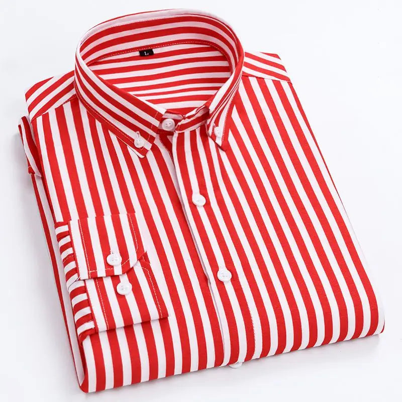 Shirts For Men Striped Blue Long Sleeve Man Shirt Business Cotton Cheap Things With Vintage Collar Sale Button Up Slim Fit