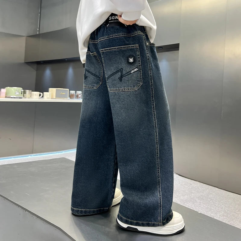 Boys' pants in spring and autumn, middle-aged and middle-aged, boys' jeans, handsome and versatile, boys' pants, casual