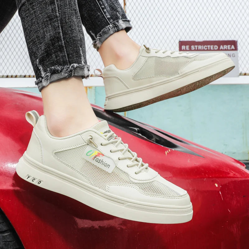 Men's Board Shoes with Breathable Soft Soles Low Heel Round Toe New Style Lace-up High-quality All-season Model Vulcanized Shoes