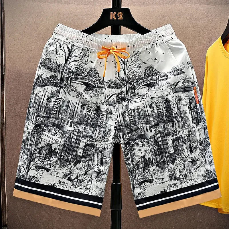 Shorts for Men Anime Graphic Board Man Short Pants Beach in Bulk with Ice Elastic Personalizate Fashion Streetwear New Pant 2025
