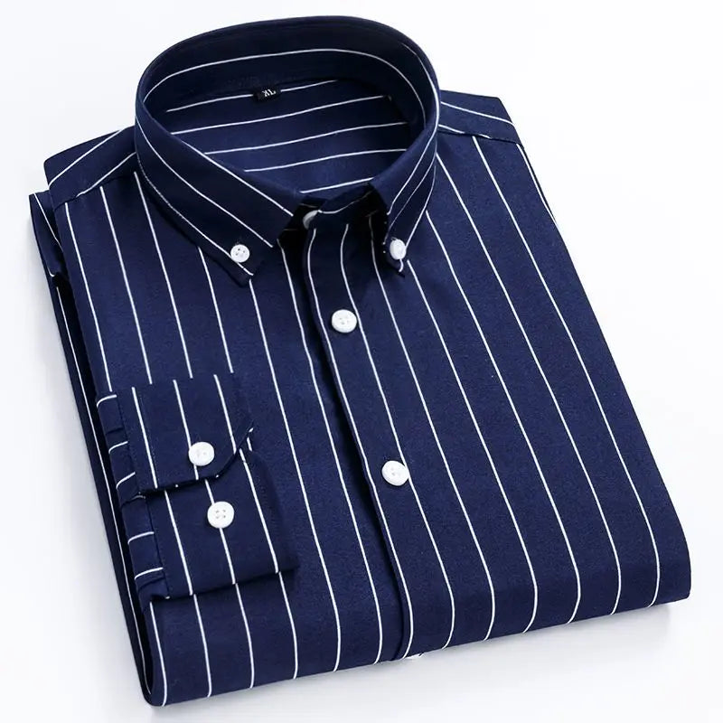 Shirts For Men Striped Blue Long Sleeve Man Shirt Business Cotton Cheap Things With Vintage Collar Sale Button Up Slim Fit