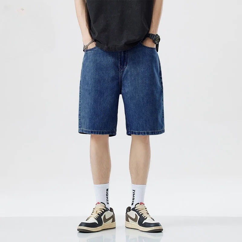Baggy Jeans Shorts for Men Casual Loose Fit Wide Leg Denim Jorts Y2K Vintage Hip Hop Skateboard Long Jorts Male Streetwear ﻿