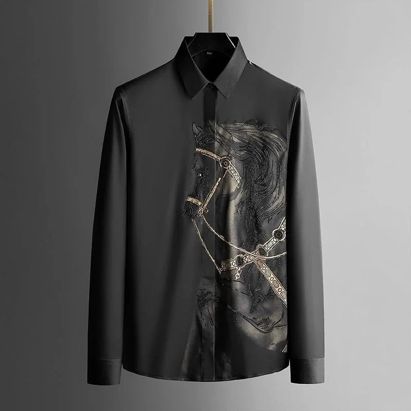 Shirts for Men Long Sleeve Printed Funny with Print Man Shirt Button Up Sleeves Fashion 2025 Elegant Hipster High Quality Luxury
