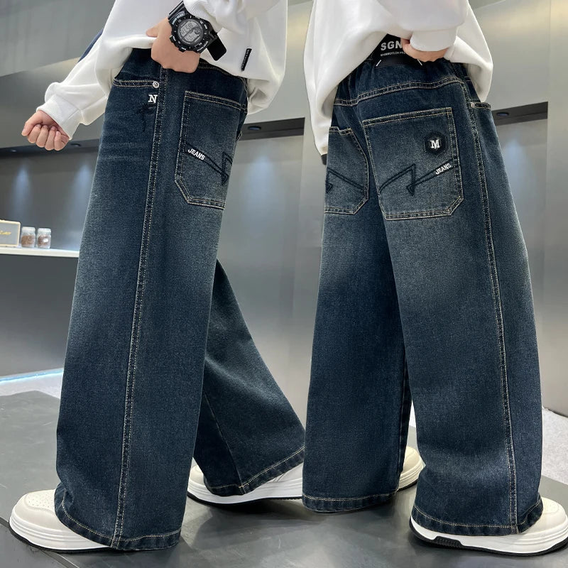 Boys' pants in spring and autumn, middle-aged and middle-aged, boys' jeans, handsome and versatile, boys' pants, casual