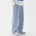 New mens Loose High Street Straight Wide-leg jean pants
