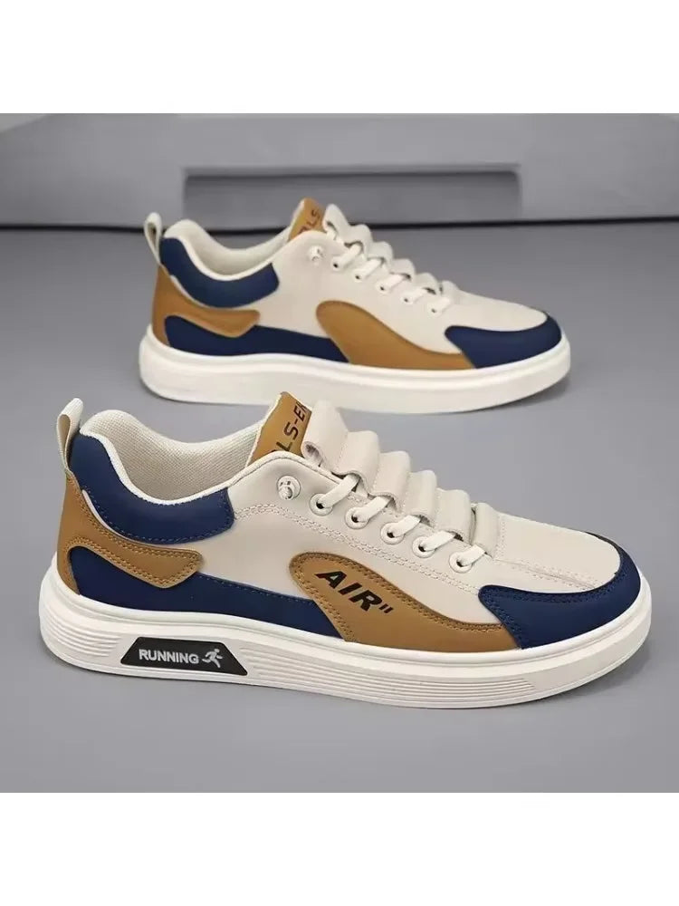 Spring and Autumn 2025 new luxury handsome men's shoes leather low-top fashion trend running sports men's casual trend shoes