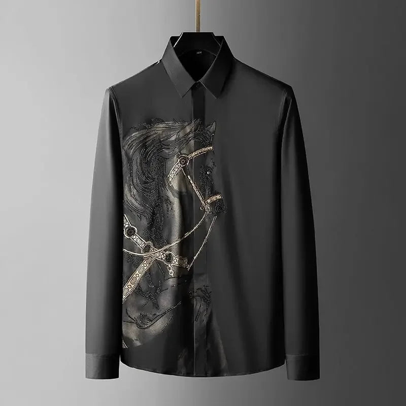 Shirts for Men Long Sleeve Printed Funny with Print Man Shirt Button Up Sleeves Fashion 2025 Elegant Hipster High Quality Luxury