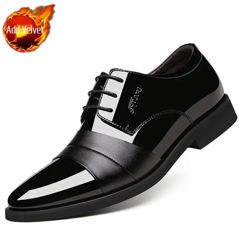 Social Shoe for Men Casual Business Patent Leather Dress Shoes Man Bright Upper Pointed Toe 2025 Trend Office Suit Footwear New